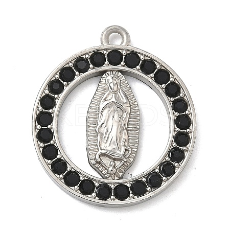 304 Stainless Steel & Rhinestone Pendants STAS-G371-09C-02P-1
