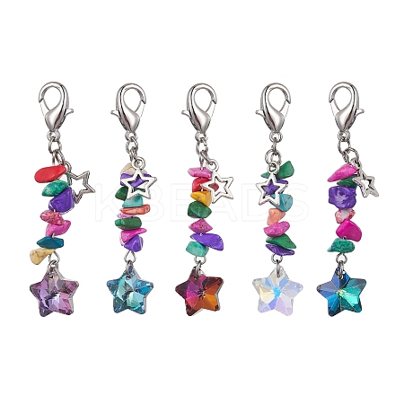 Electroplate Glass Star Pendant Decoration HJEW-JM01588-1
