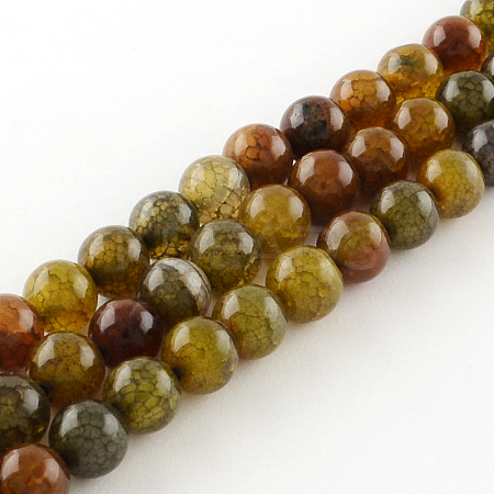 Dyed Natural Dragon Veins Agate Round Bead Strands G-R342-8mm-08-1