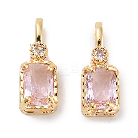 Brass Micro Pave Cubic Zirconia Pendants KK-C051-54G-03-1