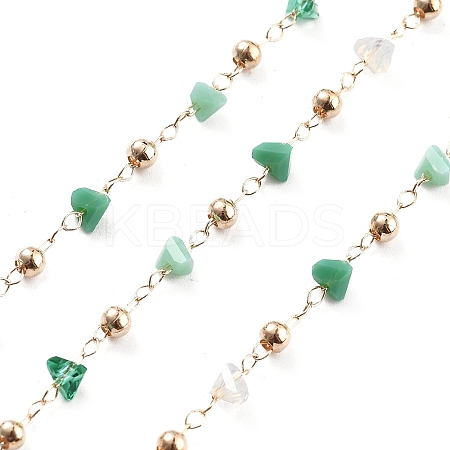 Handmade Brass & Glass Bead Chains CHC-L051-03KCG-03-1