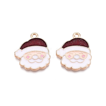 Christmas Theme Rack Plating Alloy Enamel Pendants ENAM-T021-15KCG-1