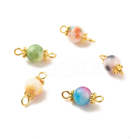 Natural Dyed White Jade Connector Charms PALLOY-JF01399-1