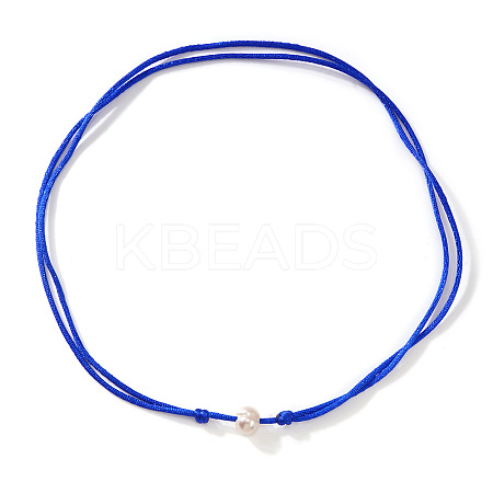 Imitation Pearl White Potato Pendant Adjustable Waxed Cord Necklaces for Women OH8963-3-1