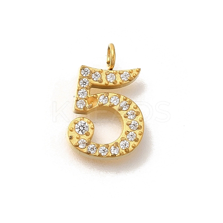 Ion Plating(IP) 304 Stainless Steel Micro Pave Cubic Zirconia Pendants STAS-H228-01G-05-1