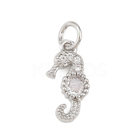 Brass Micro Pave Clear Cubic Zirconia Charms KK-G544-02P-01-1