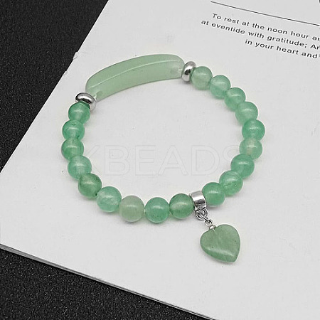 Natural Green Aventurine Charm Stretch Bracelets for Women Men JX9196-9-1
