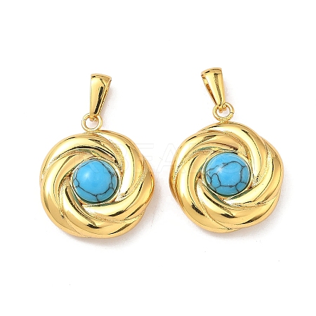 304 Stainless Steel with Synthetic Turquoise Pendants STAS-L309-21A-G-1