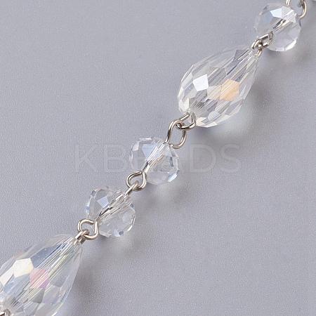 Handmade Faceted Glass Beaded Chains AJEW-JB00327-01-1