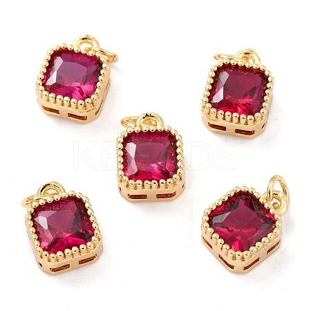 Real 18K Gold Plated Brass Inlaid Cubic Zirconia Charms ZIRC-L100-073G-04-1