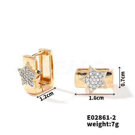 Exquisite Brass Cubic Zirconia Hoop Earrings Fashionable Light Luxury EN3561-2-1