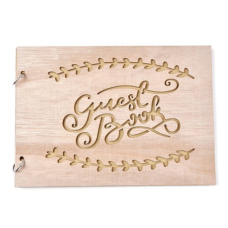 Wooden Wedding Guestbooks Notepad AJEW-M206-20-1