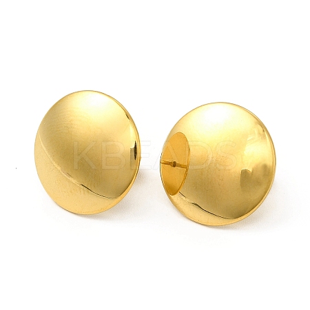 Ion Plating(IP) 304 Stainless Steel Flat Round Stud Earrings for Women EJEW-I281-31G-1