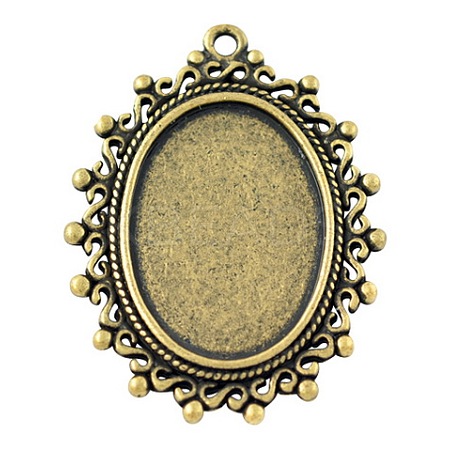 Zinc Alloy Pendant Settings for Cabochon & Rhinestone LS-PALLOY-A15289-AB-FF-1