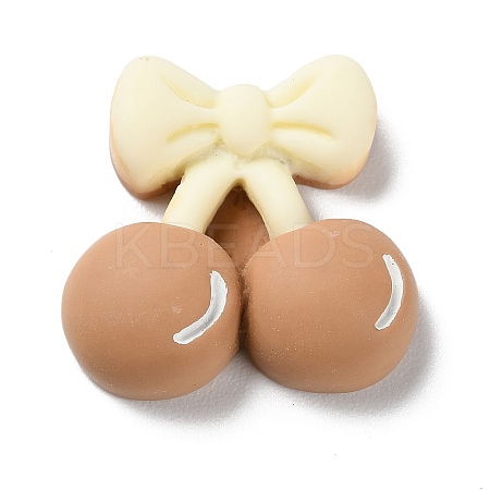 Cartoon Opaque Resin Cherry with Bowknot Cabochons RESI-Q218-01E-1