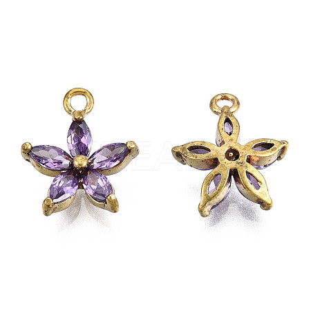 Brass Inlaid Purple Cubic Zirconia Charms LS-KK-Q669-28U-01-1