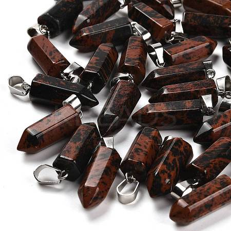 Natural Mahogany Obsidian Pendants G-Z067-07P-17-1