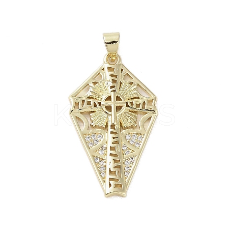 Real 18K Gold Plated Brass Micro Pave Cubic Zirconia Pendants KK-A209-04C-G-1