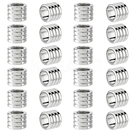24Pcs Grooved Stainless Steel European Beads STAS-HS0001-81B-1