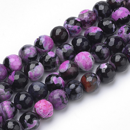 Dyed Natural Fire Crackle Agate Beads Strands X-G-Q462-125A-6mm-1