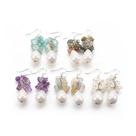 Natural Mixed Gemstone Dangle Earrings EJEW-JE02823-1