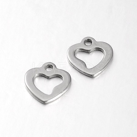 Tarnish Resistant 304 Stainless Steel Open Heart Charms STAS-N059-38-1