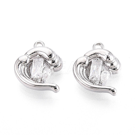 Brass Micro Pave Clear Cubic Zirconia Charms KK-N267-18P-1