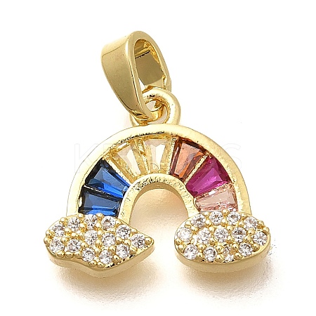 Rack Plating Brass Micro Pave Clear Cubic Zirconia Pendants KK-M309-31G-1