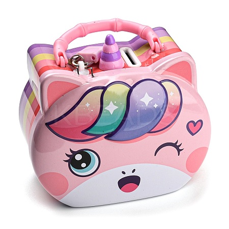 Unicorn Head Iron Money Banks for Kids AJEW-G053-01A-1