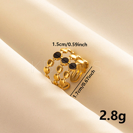 Stylish 304 Stainless Steel Enamel Cuff Ring BK9013-3-1