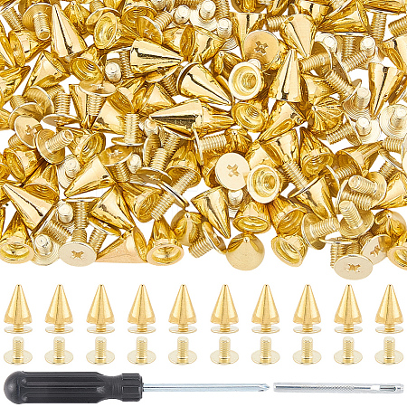 100 Bags Alloy Spiked Cone Rivets for Bag Decoration FIND-CL0002-06G-1