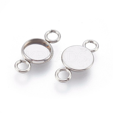 Tarnish Resistant 202 Stainless Steel Cabochon Connector Settings STAS-F180-07P-B-1
