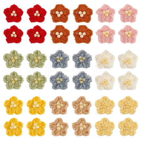 36Pcs 9 Colors Flower Wool Ornament Accessories AJEW-MA0001-15-1