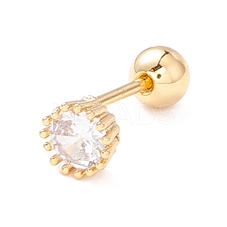 Flat Round Clear Cubic Zirconia Stud Earrings for Women LS-EJEW-A065-04G-1