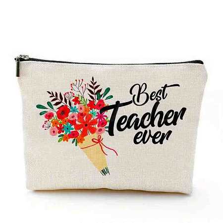 Teachers' Day Cotton Linen Cosmetic Bag PW-WG62416-03-1