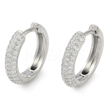 Rack Plating Ring Brass Micro Pave Cubic Zirconia Hoop Earrings EJEW-Z059-12P-01-1