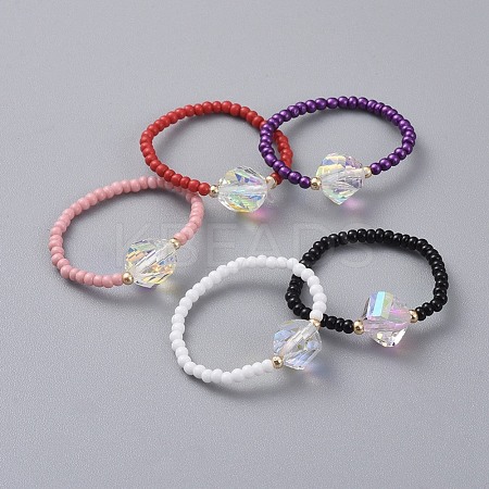 Glass Seed Beads Stretch Rings RJEW-JR00286-1