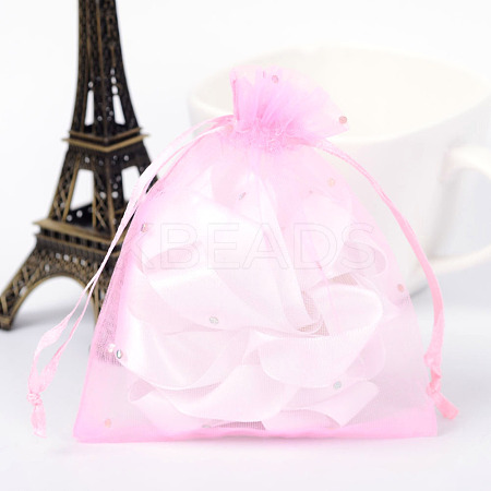 Rectangle Organza Bags with Glitter Sequins X-OP-R020-10x12-08-1