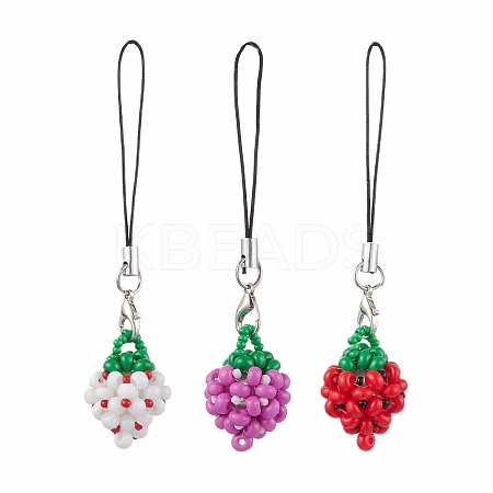 3Pcs Glass Seed Beads Mobile Straps HJEW-MZ00101-1