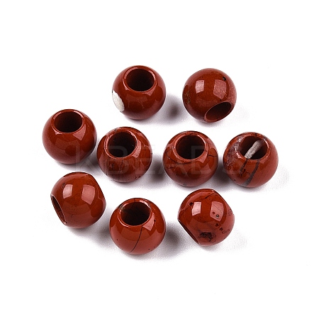 Natural Red Jasper European Beads G-T092-10mm-25-1