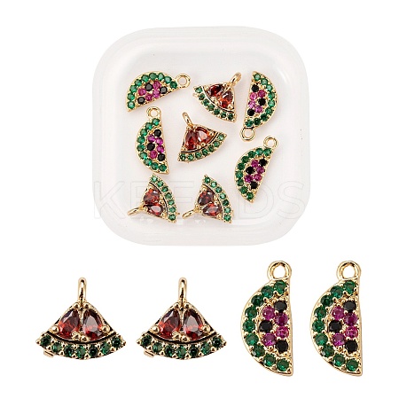 8Pcs Brass Micro Pave Colorful Cubic Zirconia Charms KK-LS0001-40-1
