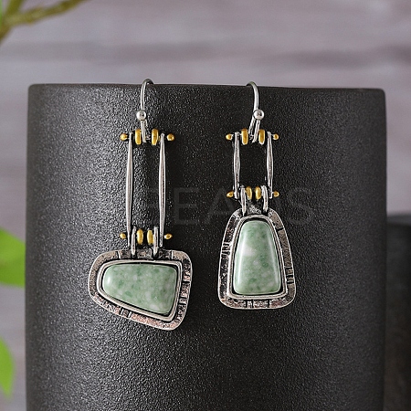 Trapezoid Synthetic Turquoise Dangle Earrings EJEW-G370-01AS-1