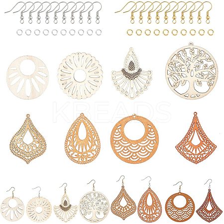 DIY Wooden Dangle Earring Making Kits DIY-NB0005-49-1