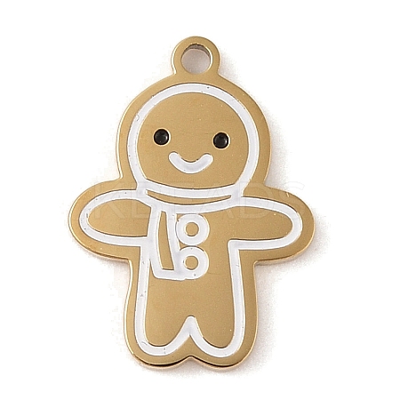 Christmas Theme Ion Plating(IP) 304 Stainless Steel Enamel Pendants STAS-Z083-07G-01-1