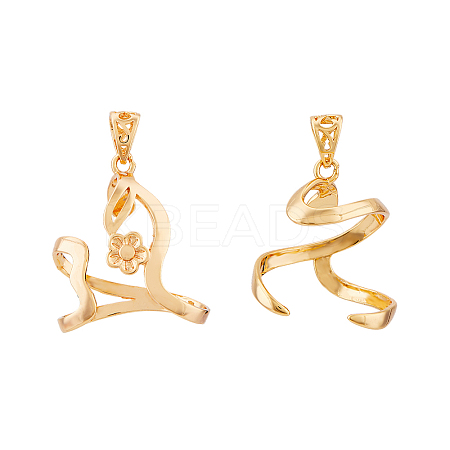 2Pcs 2 Styles Brass Pendant Cabochon Settings KK-HS0001-20G-1