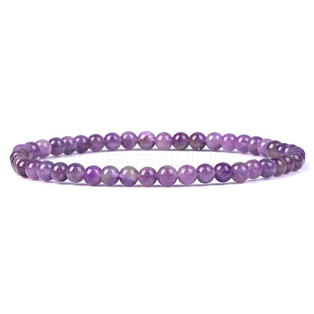 4mm Round Natural Dyed Amethyst Beads Bracelet for Men KG3069-35-1