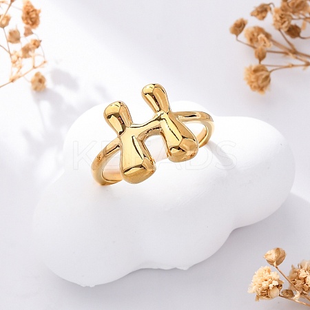 304 Stainless Steel Open Cuff Rings for Women LS-RJEW-M060-01G-08-1