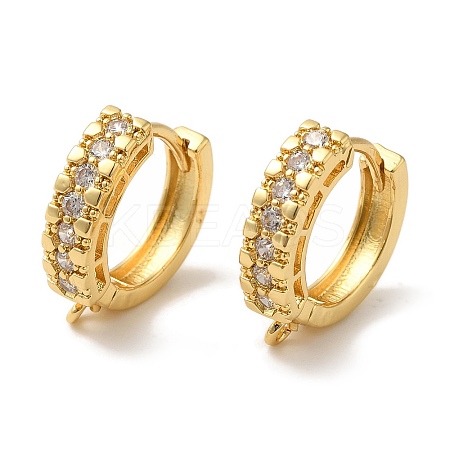 Rack Plating Brass Micro Pave Clear Cubic Zirconia Hoop Earrings Finding EJEW-B062-12G-1