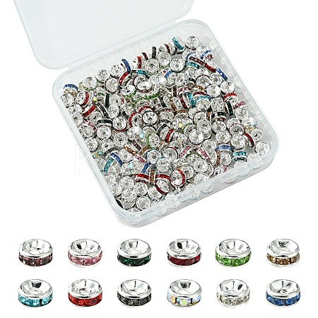 240Pcs 12 Colors Brass Grade A Rhinestone Spacer Beads KK-YW0002-34S-1