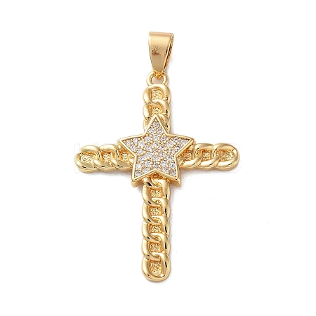 Brass Micro Pave Clear Cubic Zirconia Pendants KK-A212-06C-G-1